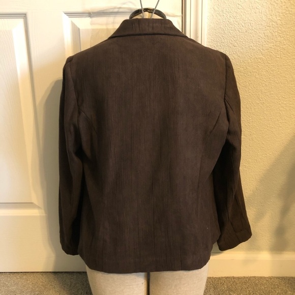 JM COLLECTION, brown blazer w/ ruffled lapel, 12P - Picture 4 of 6